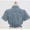 Denim Waist Fashion Slim Short Sleeve Top - Image 5