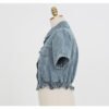 Denim Waist Fashion Slim Short Sleeve Top - Image 2