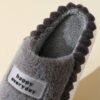 Home Slippers For Men Thick-soled Color-block Letters Fluffy Fleece  House Shoes Winter Indoor Warm Slip On Floor Bedroom Slipper - Image 4